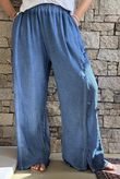Rustic Nature Bubble Cotton Split Kick Pant Washed Denim